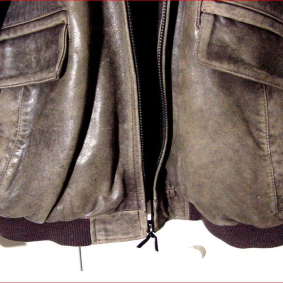 Vtg  Distress Soft Gray Lamb Leather Claiborne Bomber Jacket  Sz XL - Picture 6 of 12